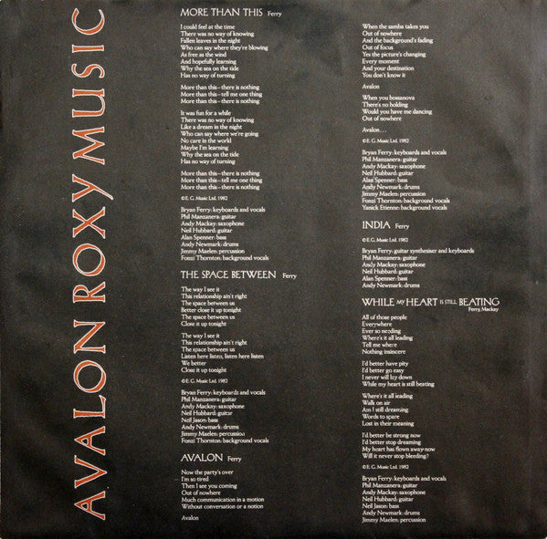 Roxy Music : Avalon (LP, Album)