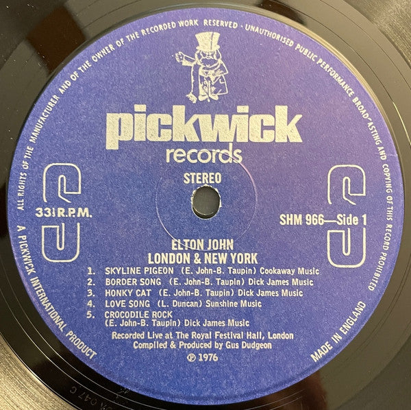 Elton John : London & New York (LP, Album, RE)