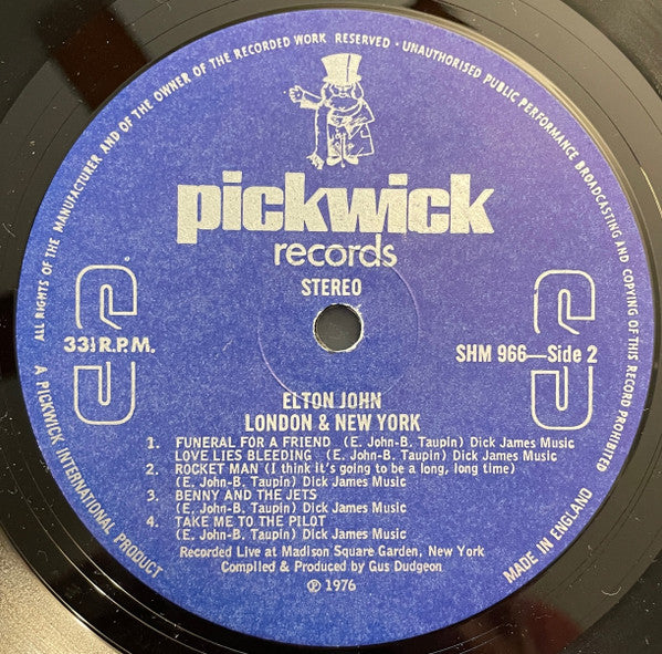 Elton John : London & New York (LP, Album, RE)