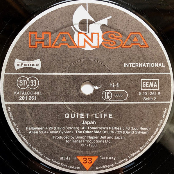 Japan : Quiet Life (LP, Album, Gat)