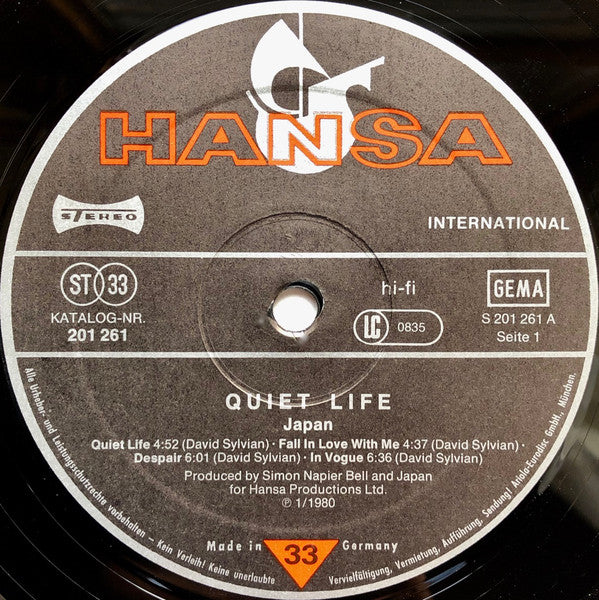 Japan : Quiet Life (LP, Album, Gat)