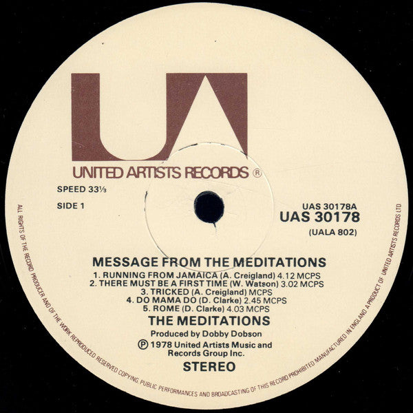 The Meditations : Message From The Meditations (LP, Album, RE)