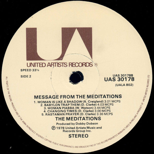 The Meditations : Message From The Meditations (LP, Album, RE)