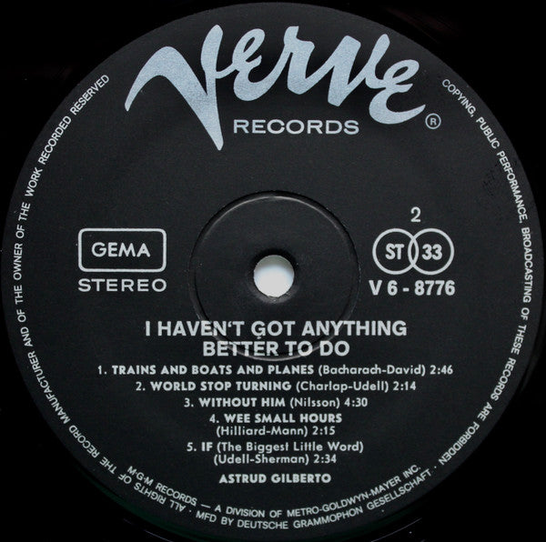 Astrud Gilberto - I Haven't Got Anything Better To Do (LP, Album) - De Platen Aap – Vinylwinkel in Brielle & online webshop voor muziekliefhebbers