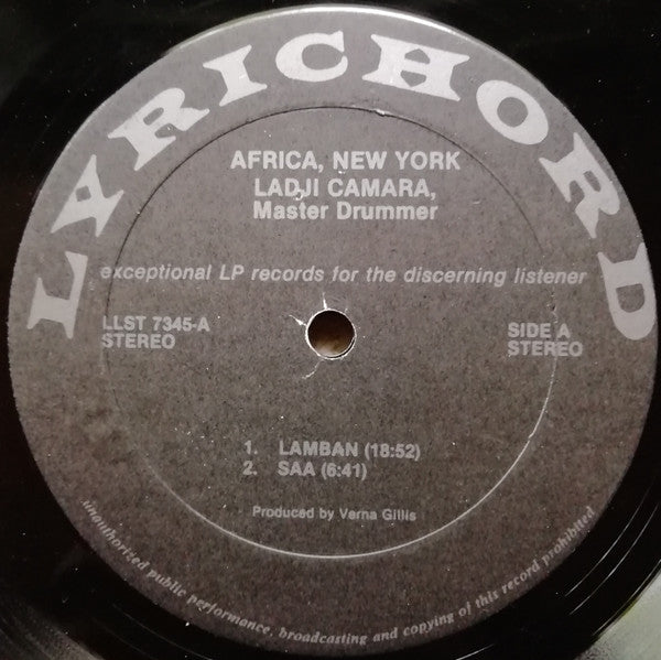 Ladji Camara : Africa, New York Drum Masterpieces (LP, Album, RP)