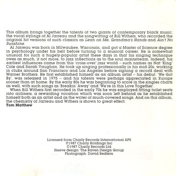 Al Jarreau : Sings Bill Withers (CD, Album)