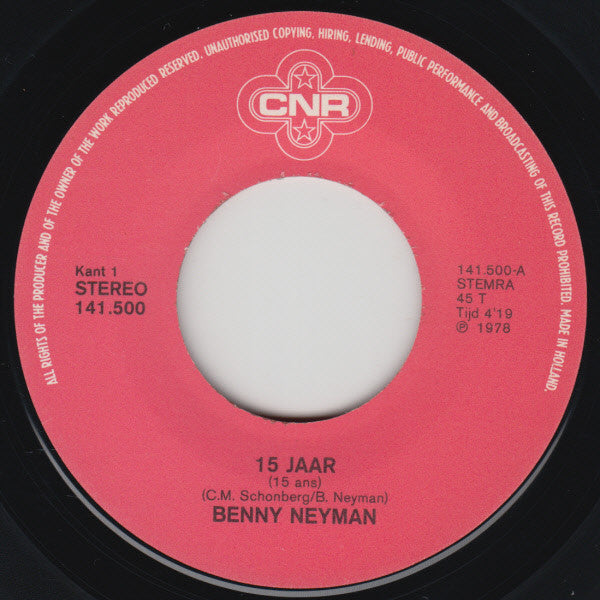 Benny Neyman : 15 Jaar (7", Single)