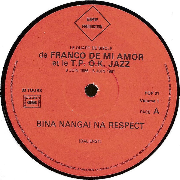 Franco De Mi Amor* Et Le T.P. O.K. Jazz* : Keba Na Matraque (Vol.1) - Respect (LP, Album)