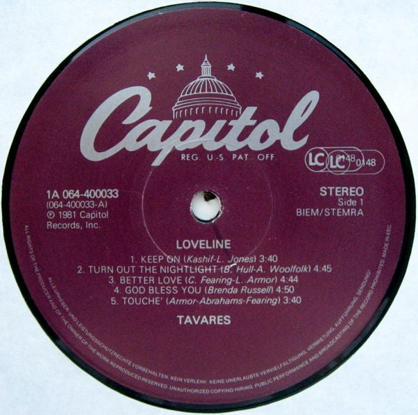 Tavares : Loveline (LP, Album)