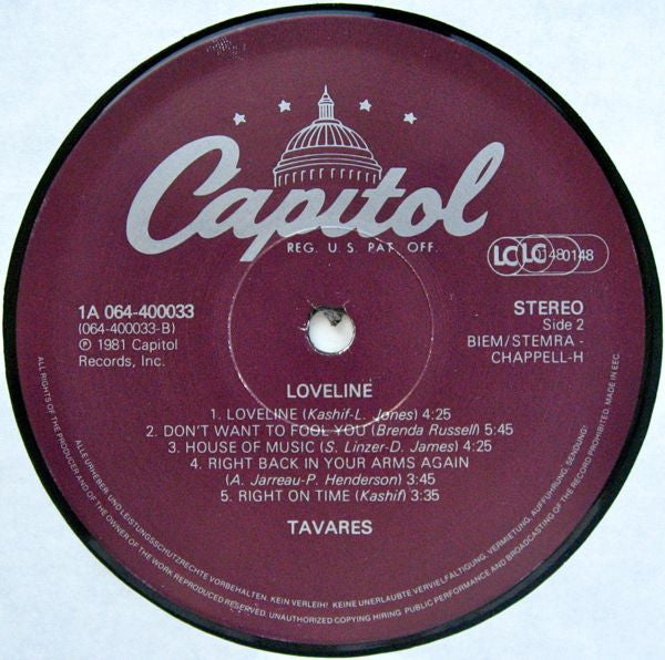 Tavares : Loveline (LP, Album)