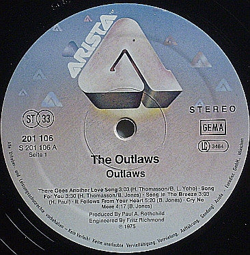 The Outlaws* : Outlaws (LP, Album, RE)