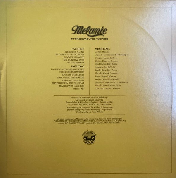 Melanie (2) : Stoneground Words (LP, Album, Gat)