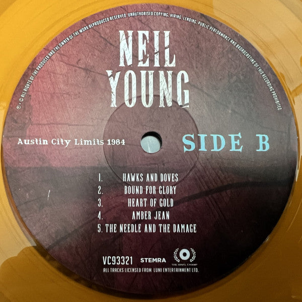 Neil Young - Austin City Limits 1984 (LP, Ltd, Unofficial, Ora) - De Platen Aap – Vinylwinkel in Brielle & online webshop voor muziekliefhebbers