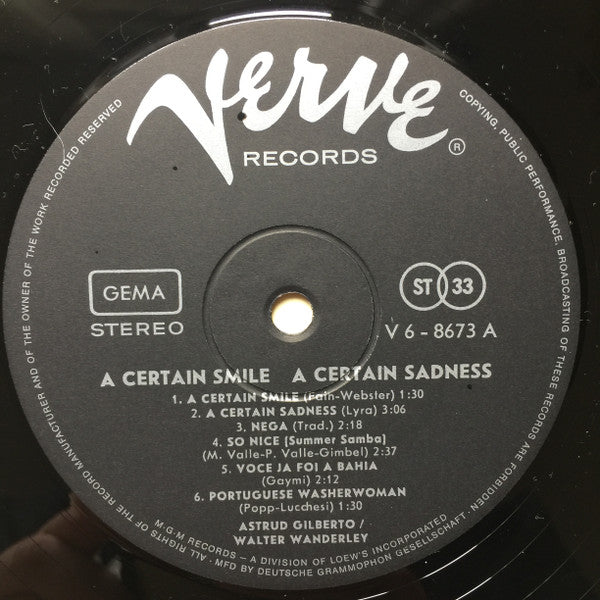 Astrud Gilberto / Walter Wanderley - A Certain Smile A Certain Sadness (LP, Album) - De Platen Aap – Vinylwinkel in Brielle & online webshop voor muziekliefhebbers