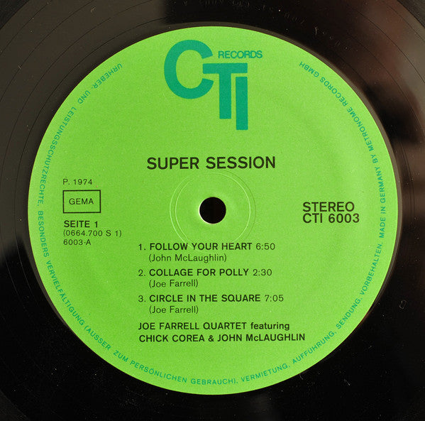 Joe Farrell Quartet Featuring Chick Corea & John McLaughlin : Super Session (LP, Album)