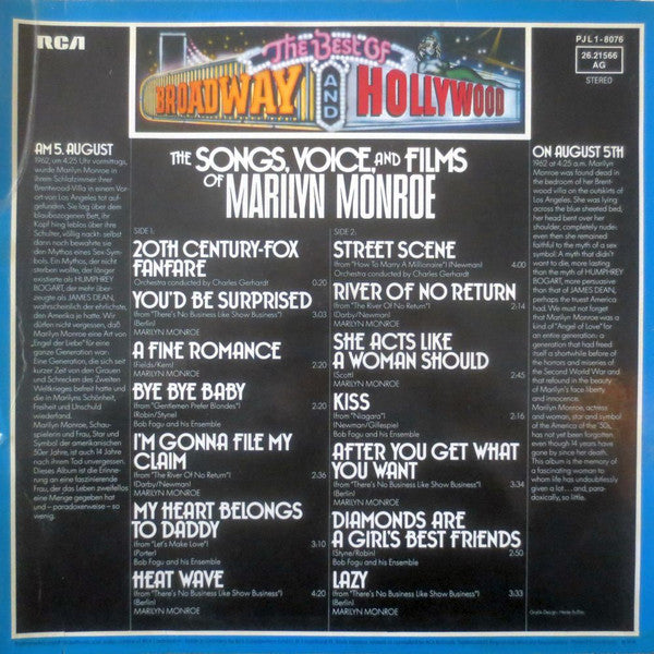 Marilyn Monroe : The Voice, Songs, And Films Of Marilyn Monroe (LP, Comp)