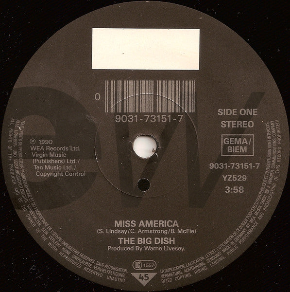 The Big Dish : Miss America (7", Single)