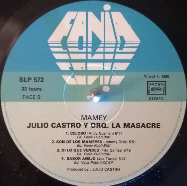 Julio Castro Y Orquesta La Masacre : Mamey (LP, Album)
