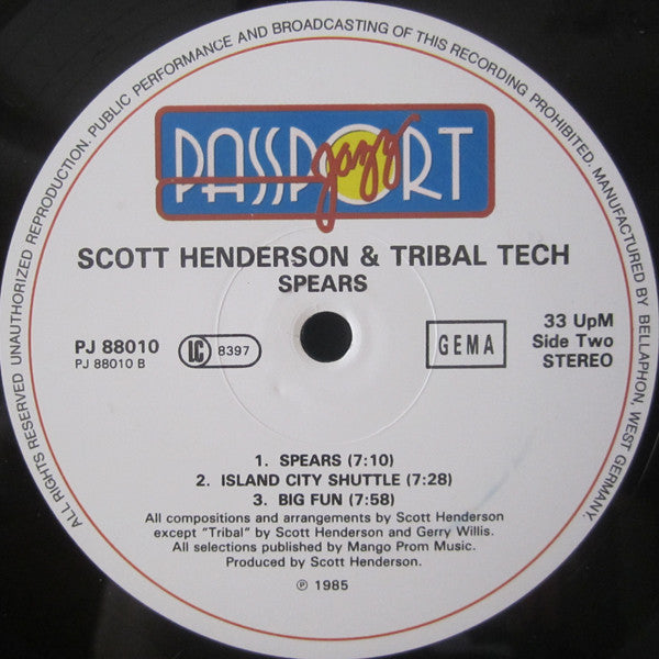 Scott Henderson (2) And Tribal Tech (2) : Spears (LP, Album)