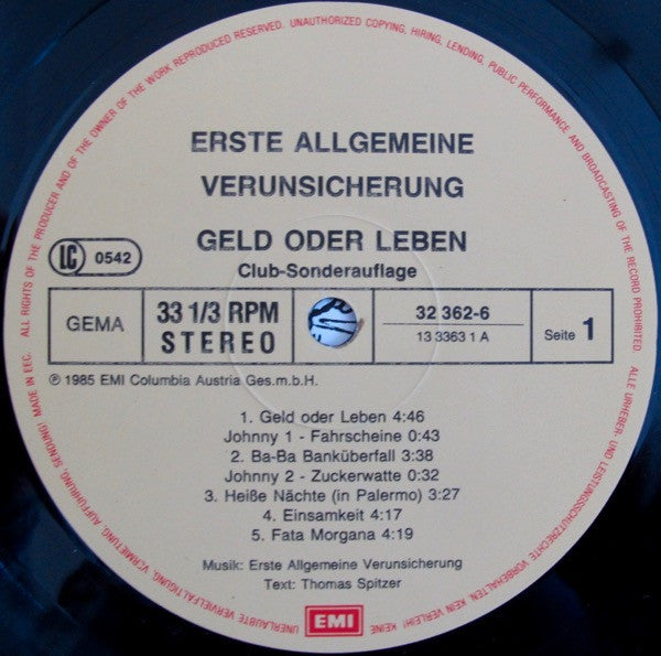 EAV (Erste Allgemeine Verunsicherung) : Geld Oder Leben! (LP,Album,Club Edition,Stereo)