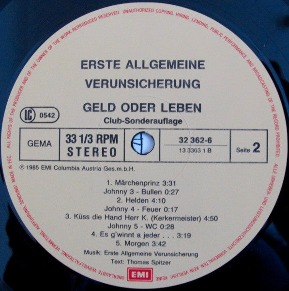 EAV (Erste Allgemeine Verunsicherung) : Geld Oder Leben! (LP,Album,Club Edition,Stereo)