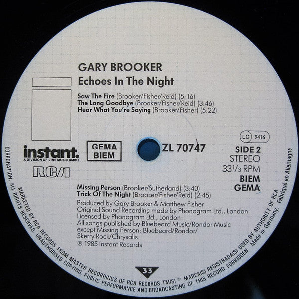 Gary Brooker : Echoes In The Night (LP, Album)