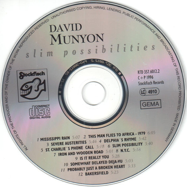 David Munyon : Slim Possibilities (CD, Album, RE, RP, SDS)