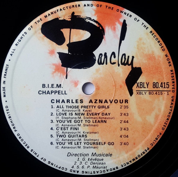Charles Aznavour : Aznavour Sings Aznavour (LP, Comp)