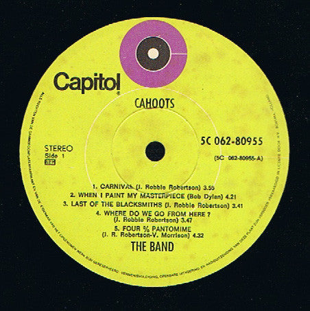 The Band - Cahoots (LP, Album, Gat) - De Platen Aap – Vinylwinkel in Brielle & online webshop voor muziekliefhebbers