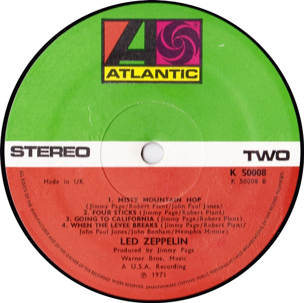 Led Zeppelin : Untitled (LP, Album, RE, Gat)