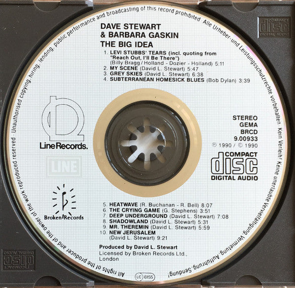 Dave Stewart & Barbara Gaskin - The Big Idea (CD, Album) - De Platen Aap – Vinylwinkel in Brielle & online webshop voor muziekliefhebbers