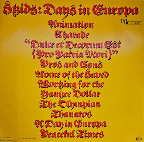 Skids : Days In Europa (LP, Album)