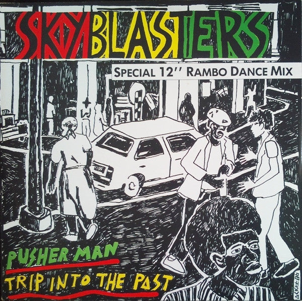 Skyblasters : Trip Into The Past / Pusherman (Special 12" Rambo Dance Mix) (12")