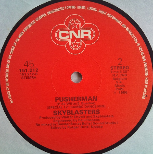 Skyblasters : Trip Into The Past / Pusherman (Special 12" Rambo Dance Mix) (12")