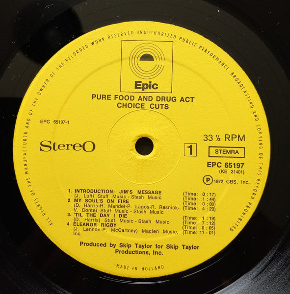 Pure Food And Drug Act : Choice Cuts (LP, Album)