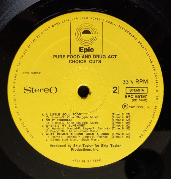 Pure Food And Drug Act : Choice Cuts (LP, Album)