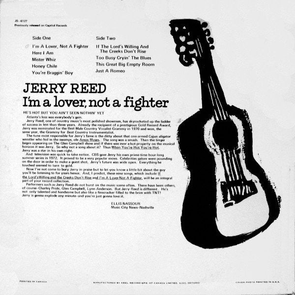 Jerry Reed : I'm A Lover, Not A Fighter (LP,Compilation,Reissue,Stereo)