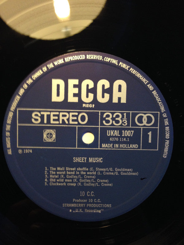 10cc : Sheet Music (LP, Album)