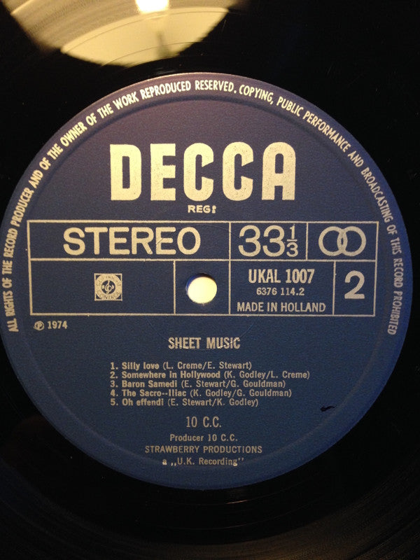 10cc : Sheet Music (LP, Album)