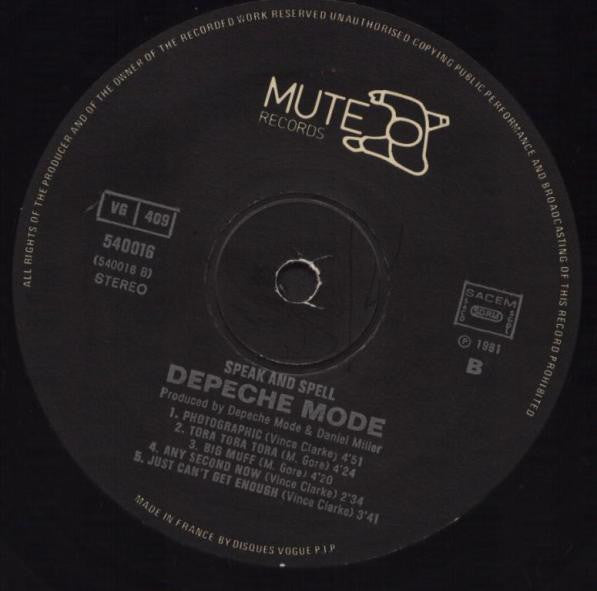 Depeche Mode : Speak & Spell (LP, Album, No )