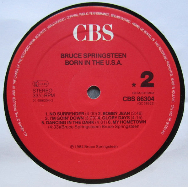 Bruce Springsteen : Born In The USA (LP, Album, Red)