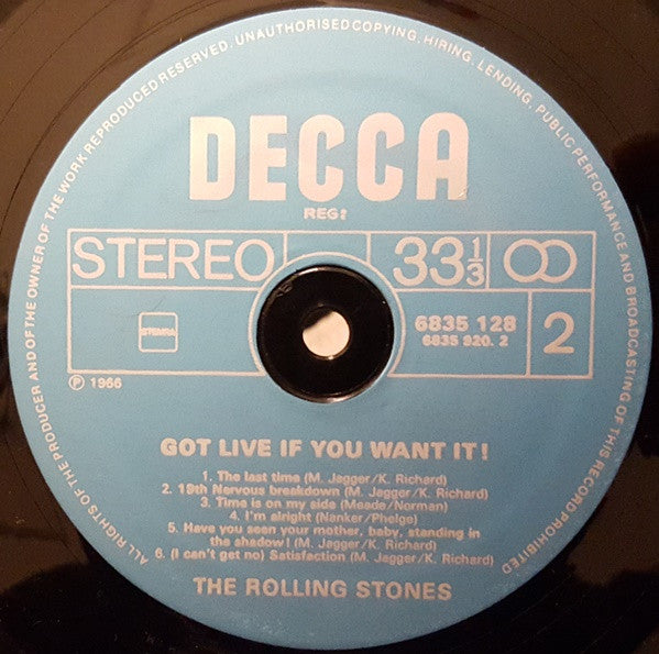 The Rolling Stones : Got Live If You Want It! (LP, Album, RE)