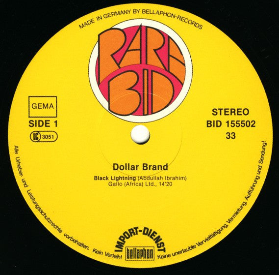 Dollar Brand : Black Lightning (LP, Album)