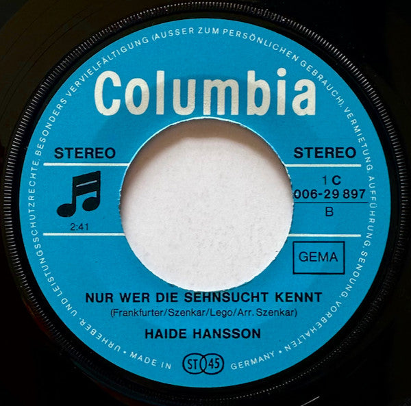 Haide Hansson : Liebe Kommt, Liebe Geht (7", Single)