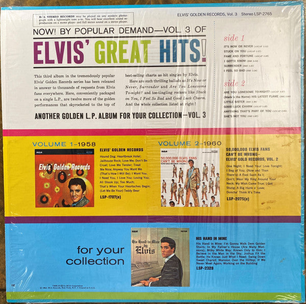 Elvis Presley : Elvis' Golden Records, Vol. 3 (LP, Comp, RE)