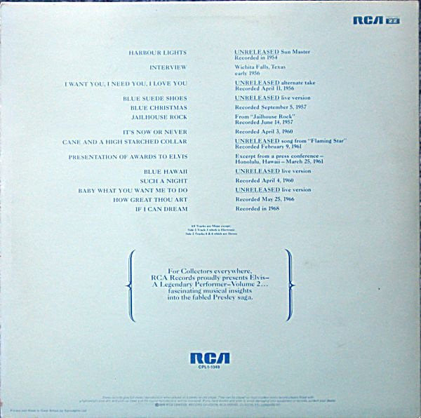 Elvis Presley : A Legendary Performer - Volume 2 (LP, Comp)