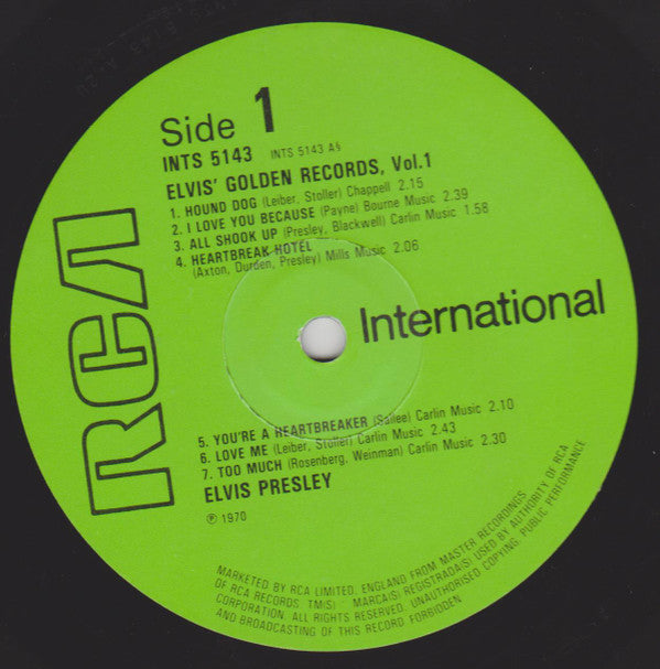 Elvis* : Elvis' Golden Records Volume 1 (LP, Comp, RE)