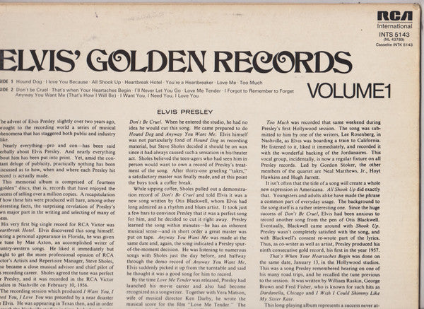 Elvis* : Elvis' Golden Records Volume 1 (LP, Comp, RE)