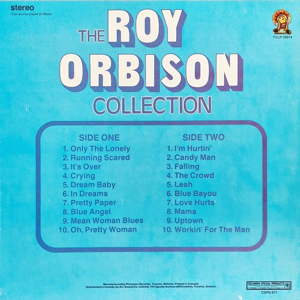 Roy Orbison : The Roy Orbison Collection 20 Original Hits (LP, Comp)