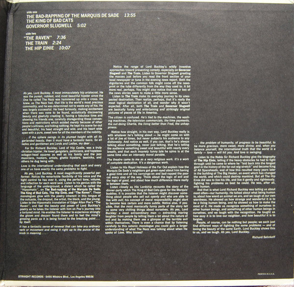 Lord Buckley : A Most Immaculately Hip Aristocrat (LP, Album, Col)